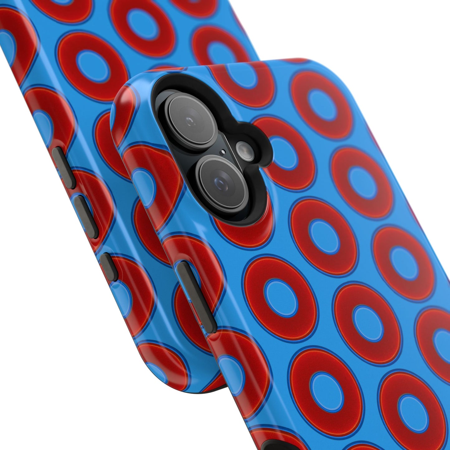 Magnetic Tough Donut Case - red vivid donut print w/sky royal blue background