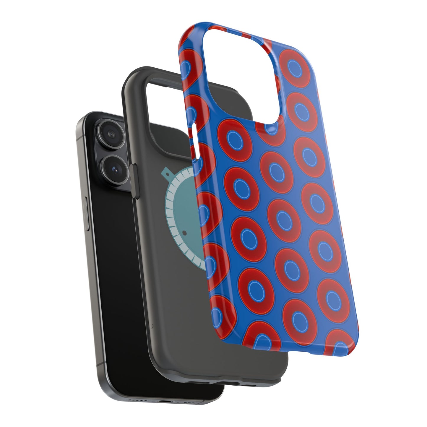 Magnetic Tough Donut Case - red vivid donut print w/dark royal blue background