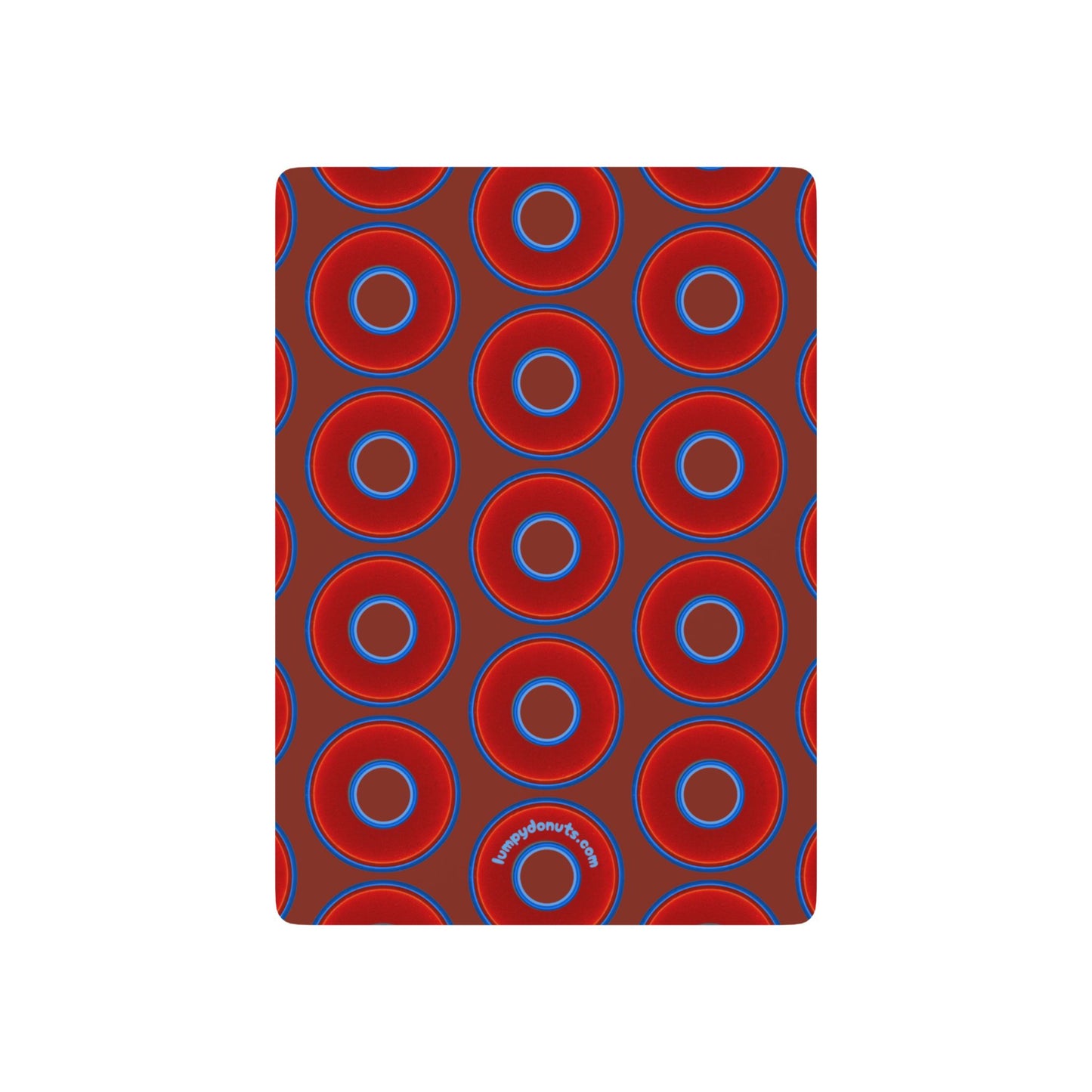 Lumpy Donut Playing Decks - 52-cards - red vivid donuts w/burnt umber background