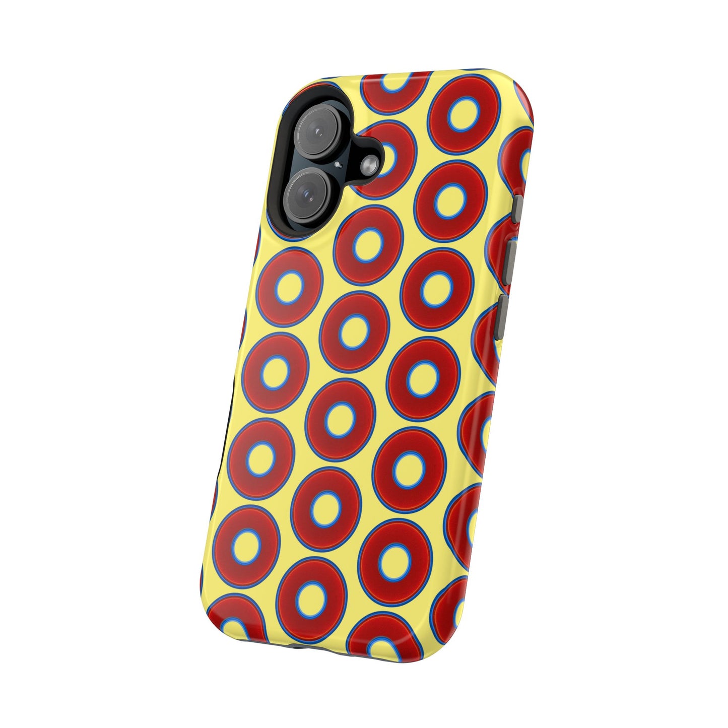 Magnetic Tough Donut Case - red vivid donut print w/yellow background