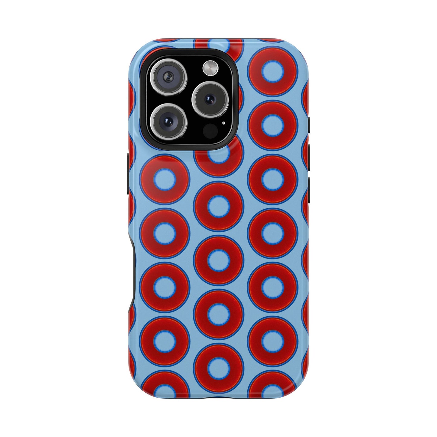 Magnetic Tough Donut Case - red vivid donut print w/sky blue background