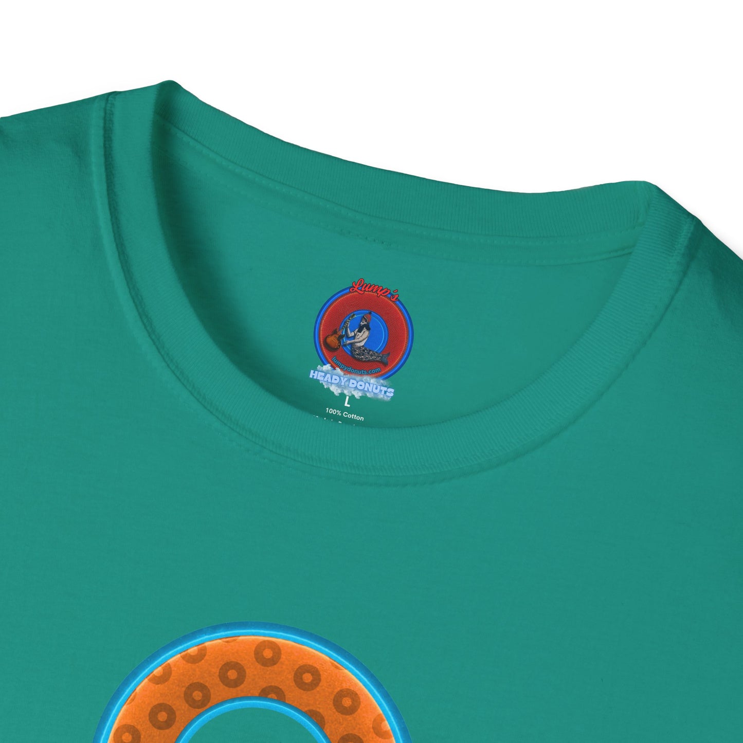 Plain Donuts/Unisex Soft-Style - "Plain Wide Mouthed Paradoxical Donuts" - orange/aquamarine blue donuts