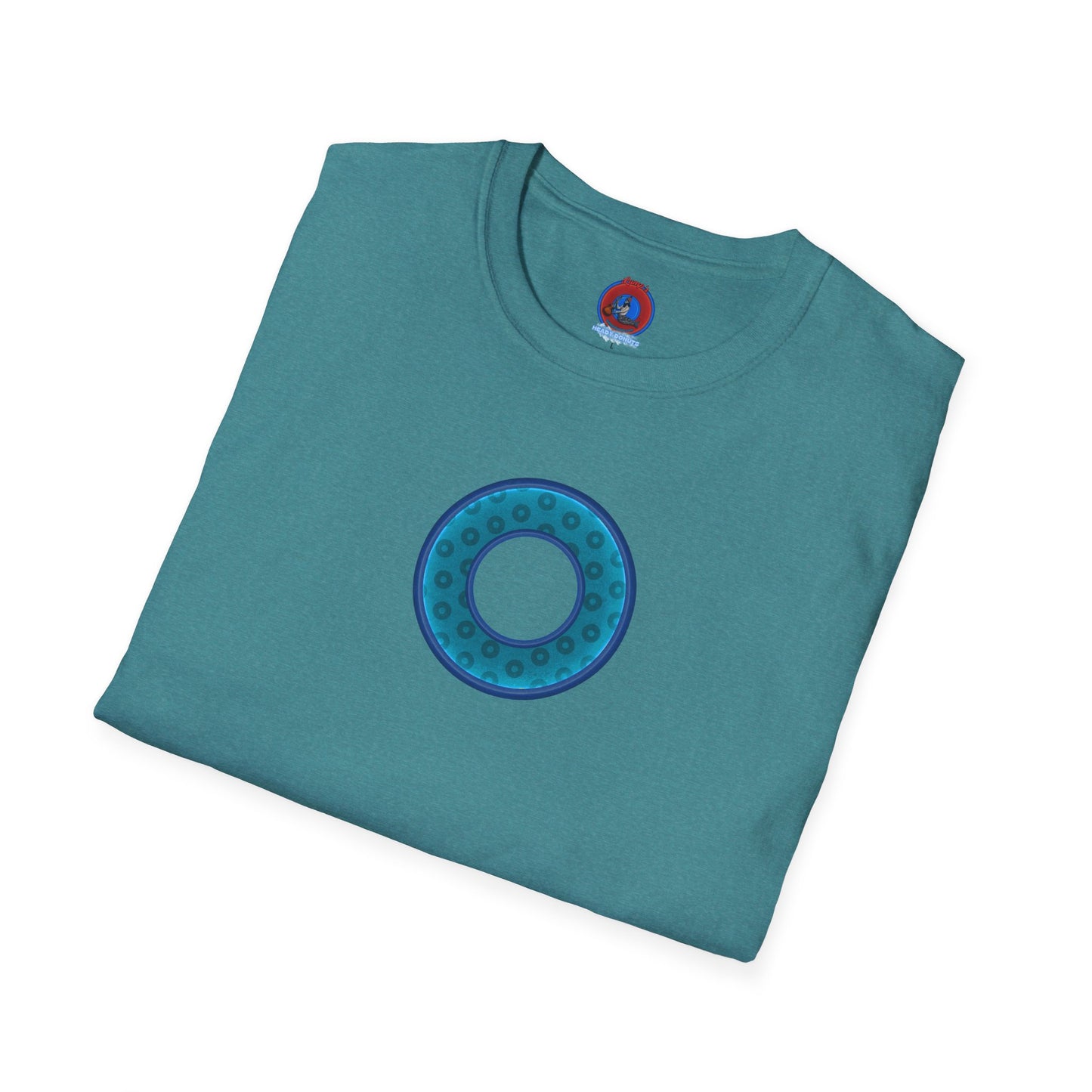 Plain Donuts/Unisex Soft-Style - "Plain Wide Mouthed Paradoxical Donuts" - aquamarine/dark blue donuts