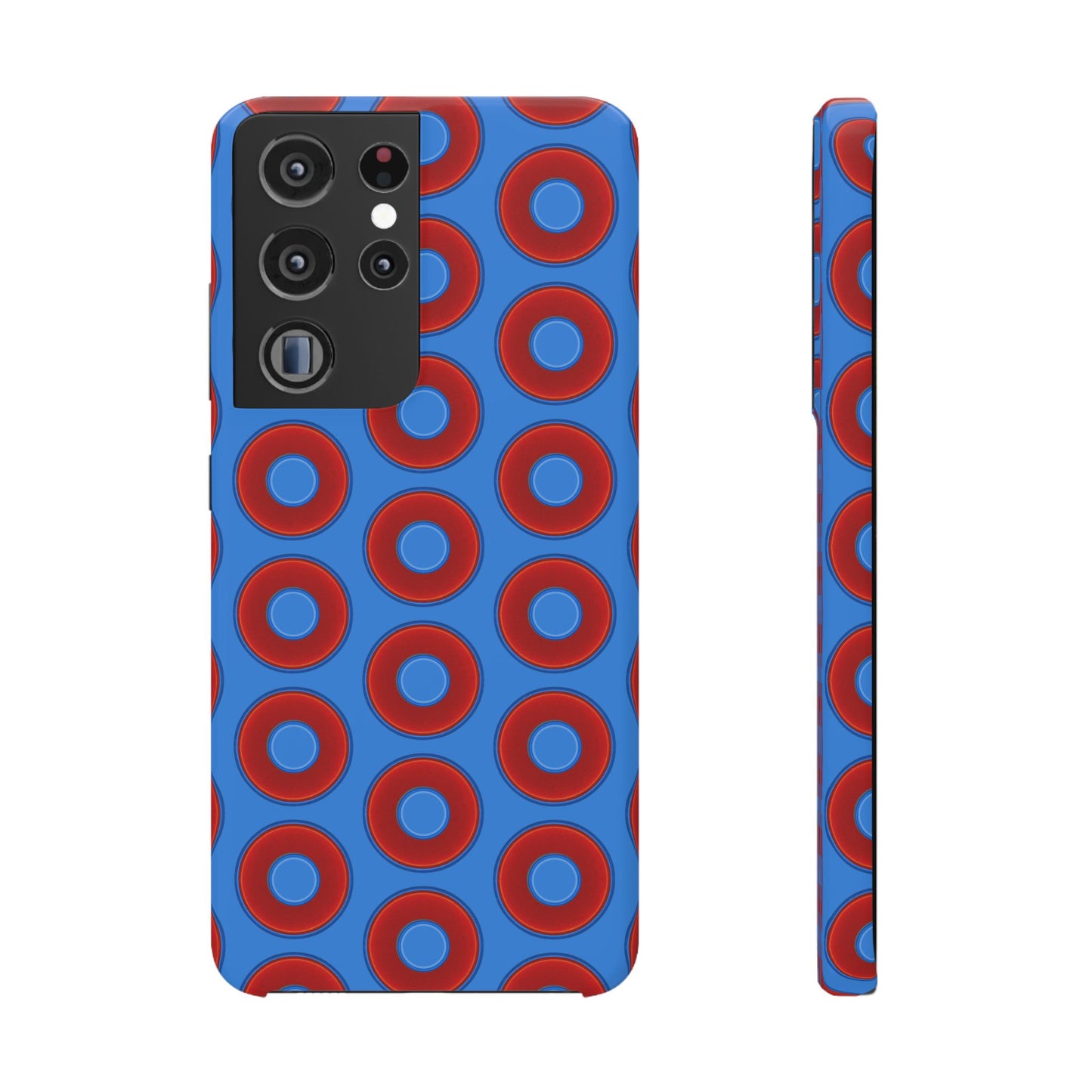 Lumpy Donut Snap Case - red vivid donut print w/light royal blue background