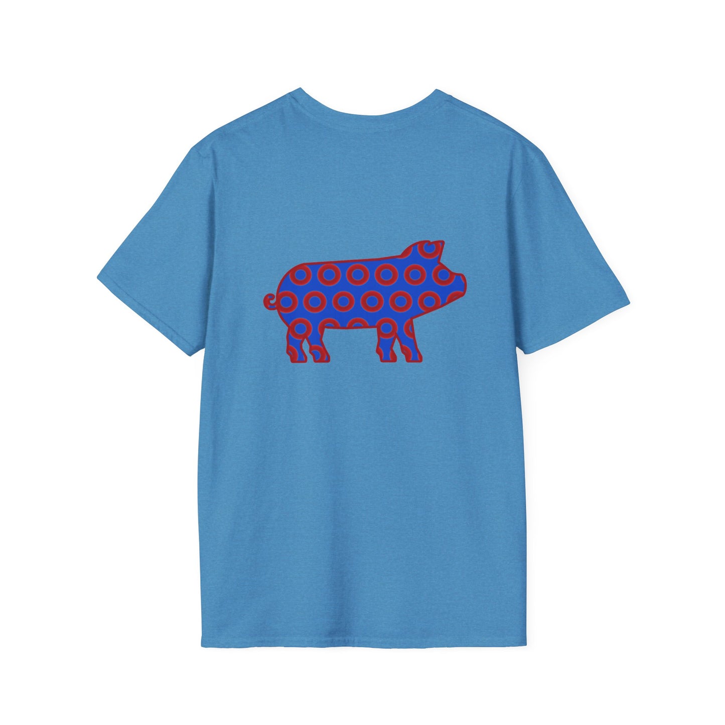 Classic Donut Tee - Unisex Soft-Style - "Guyute's Ugly Donut" - vivid red/blue donut pattern - variant 3