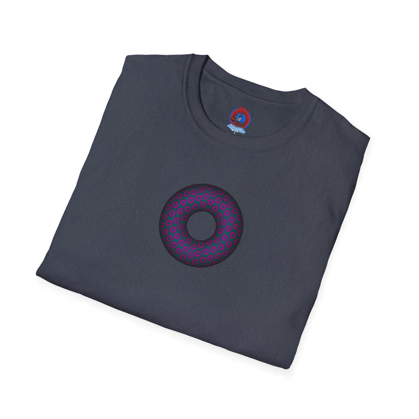 Plain Donuts/Unisex Soft-Style - "Plain Paradoxical Grided Donuts" - dark magenta/faded navy donuts