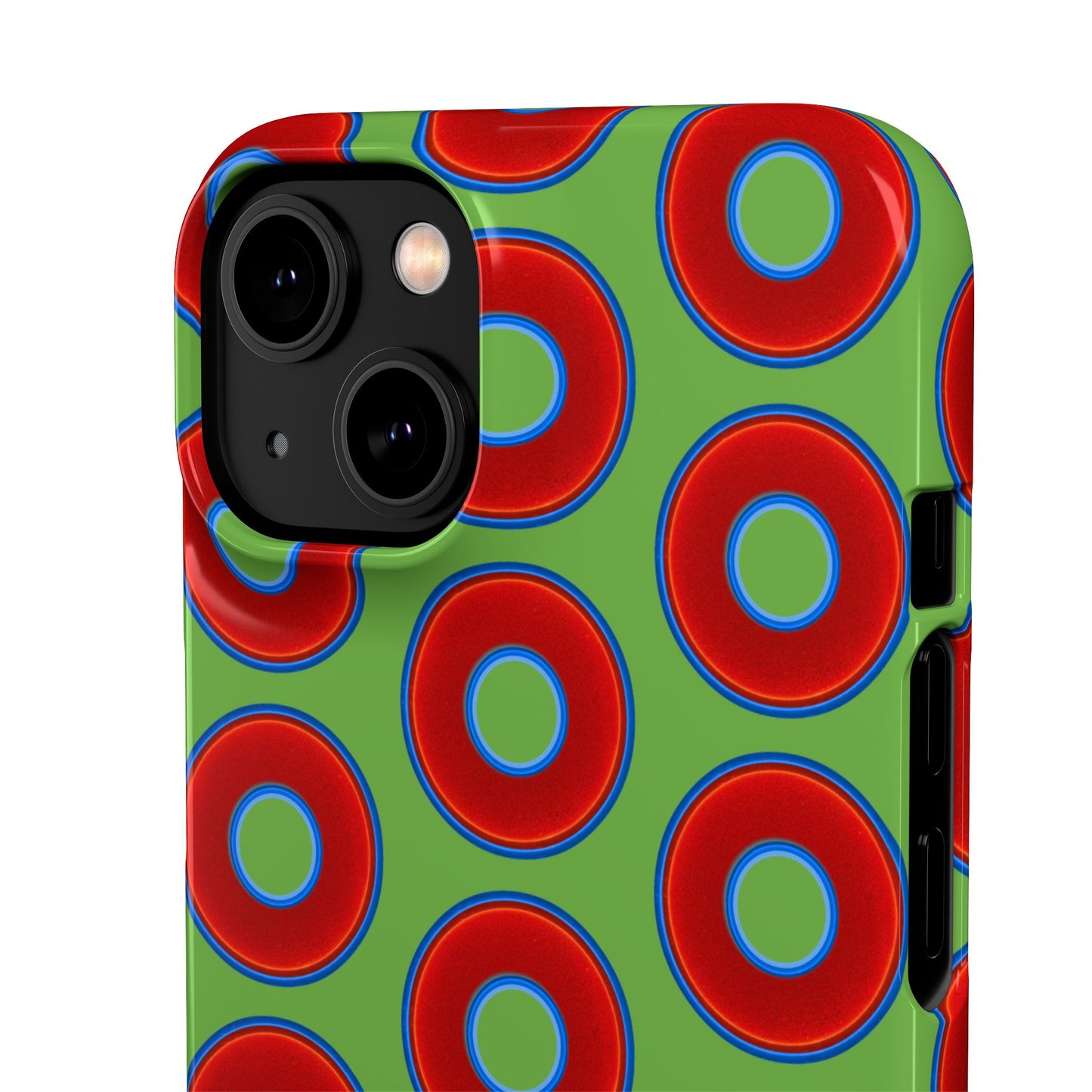 <Lumpy Donut Snap Case - red vivid donut print w/light green background