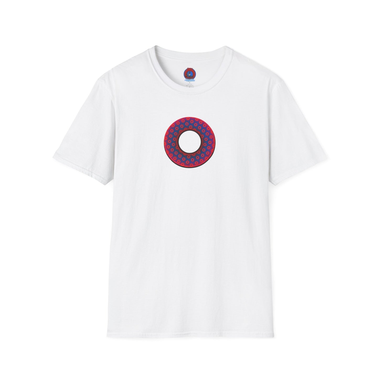 Classic Donut Tee - Unisex Soft-Style - "Vivid Donut inside a Paradox Donut" - blue/red electric paradox donut - variant 2 w/hole