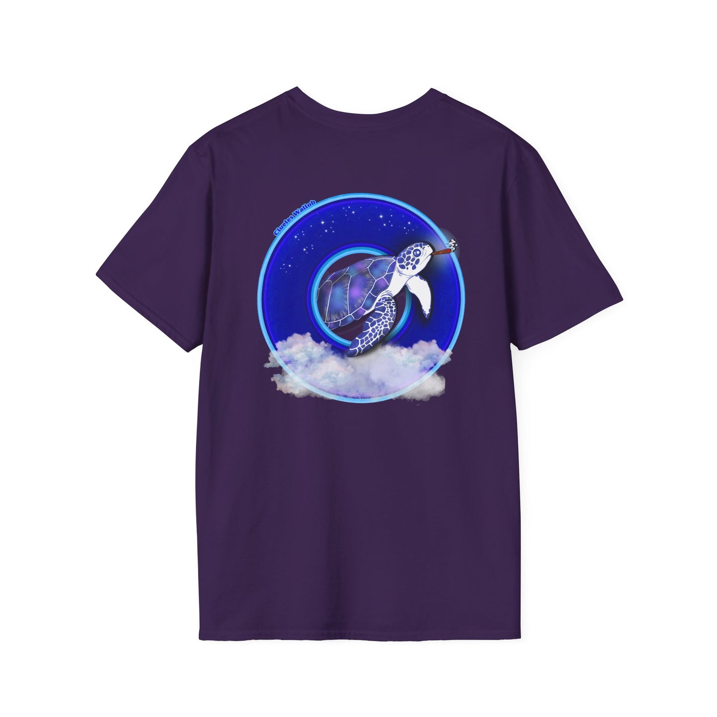 Classic Donut Tee - Unisex Soft-Style - "Clueless Wallob's Donuts" - vivid blue sky donut
