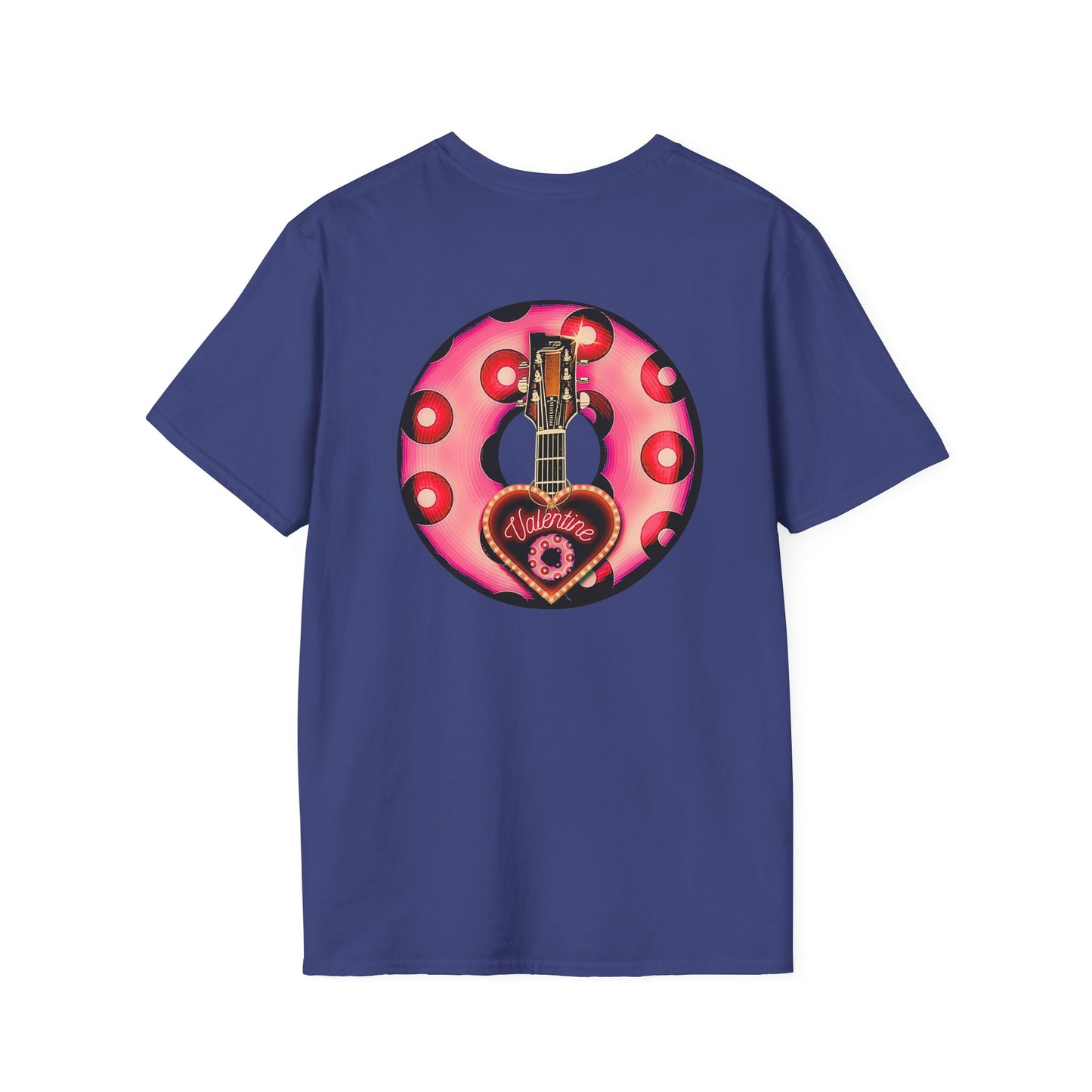 Classic Donut Tee - Unisex Soft-Style - "Would You Be My Donut?" - paradoxical faded magenta/red donut - variant 1