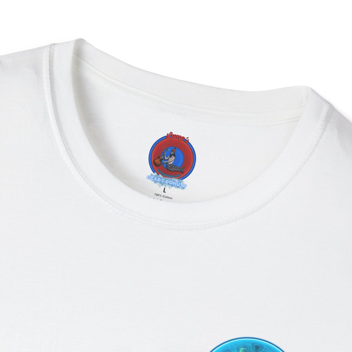 Classic Donut Tee - Unisex Soft-Style - "The Peering Donut of Opacity" - light blue idonut - variant 1