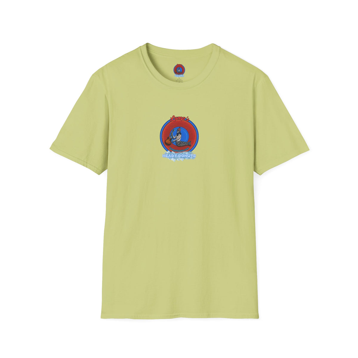 Classic Donut Tee - Unisex Soft-Style - "Lump's Heady Donuts Logo" - series 1.0  - red/blue rustic donut