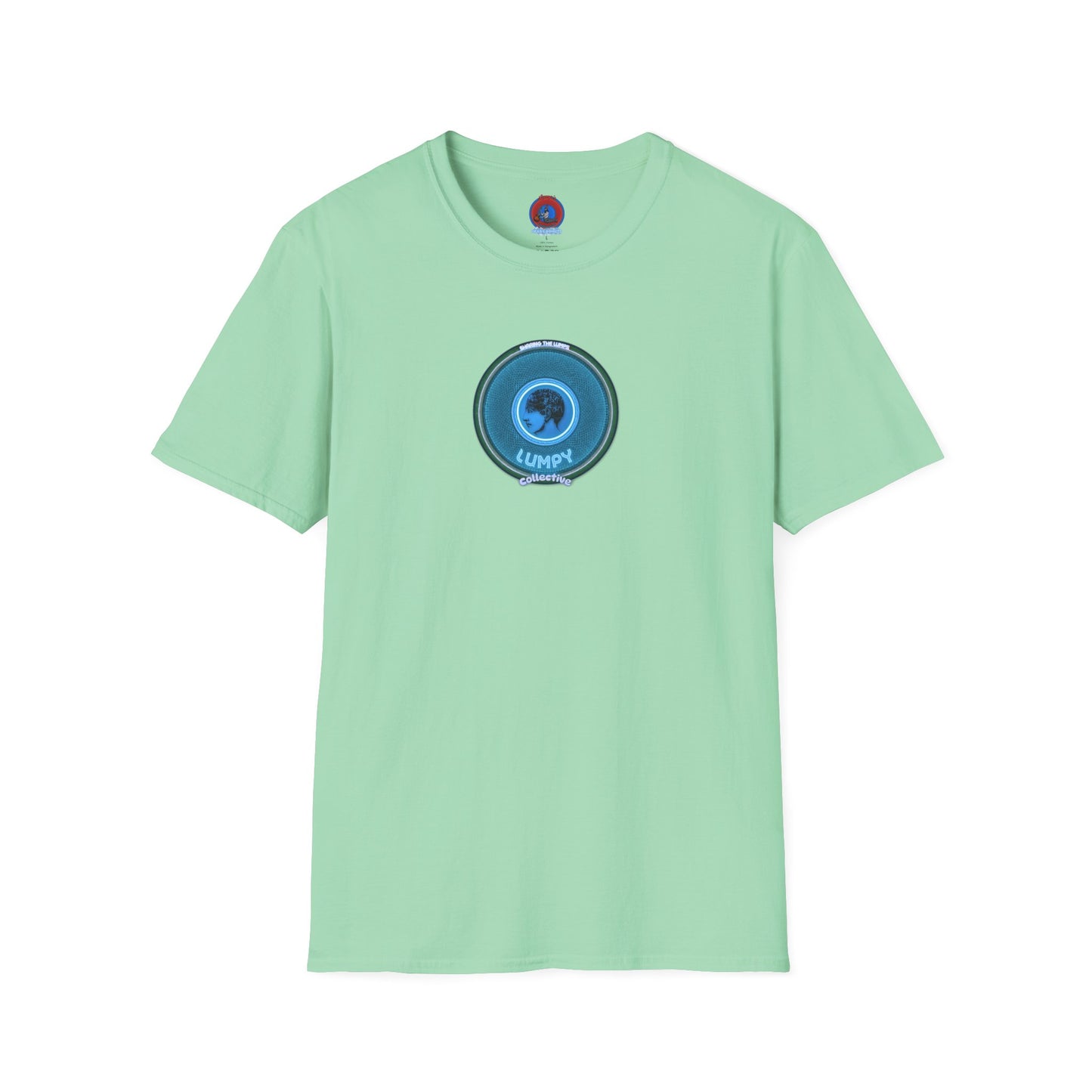Classic Donut Tee - Unisex Soft-Style - "Lumpy Collective Donut" - aquamarine blue/green lumpy donut - variant 3