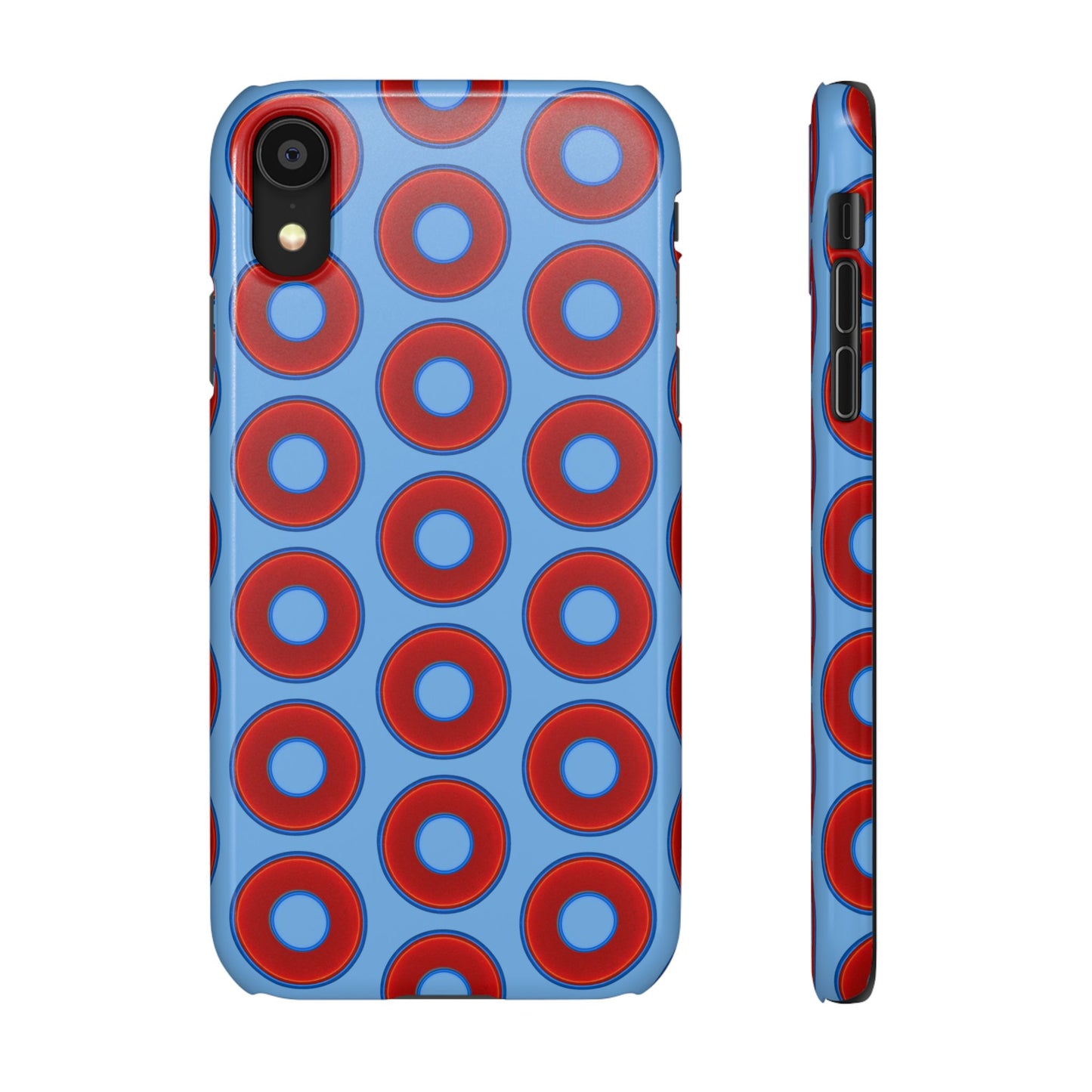 Lumpy Donut Snap Case - red vivid donut print w/light blue background