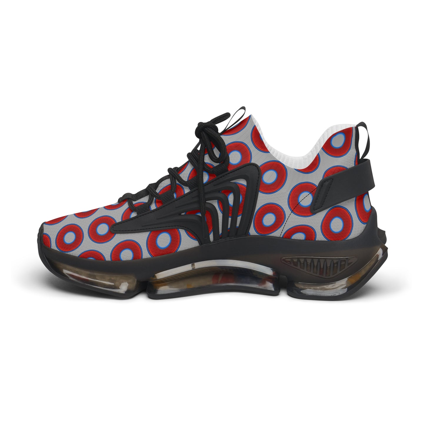 Women's Donut Kicks - red vivid donut print w/light gray background
