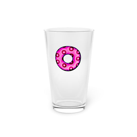 16oz Lumpy Pint Glass - hot magenta/red blimpy paradox donut