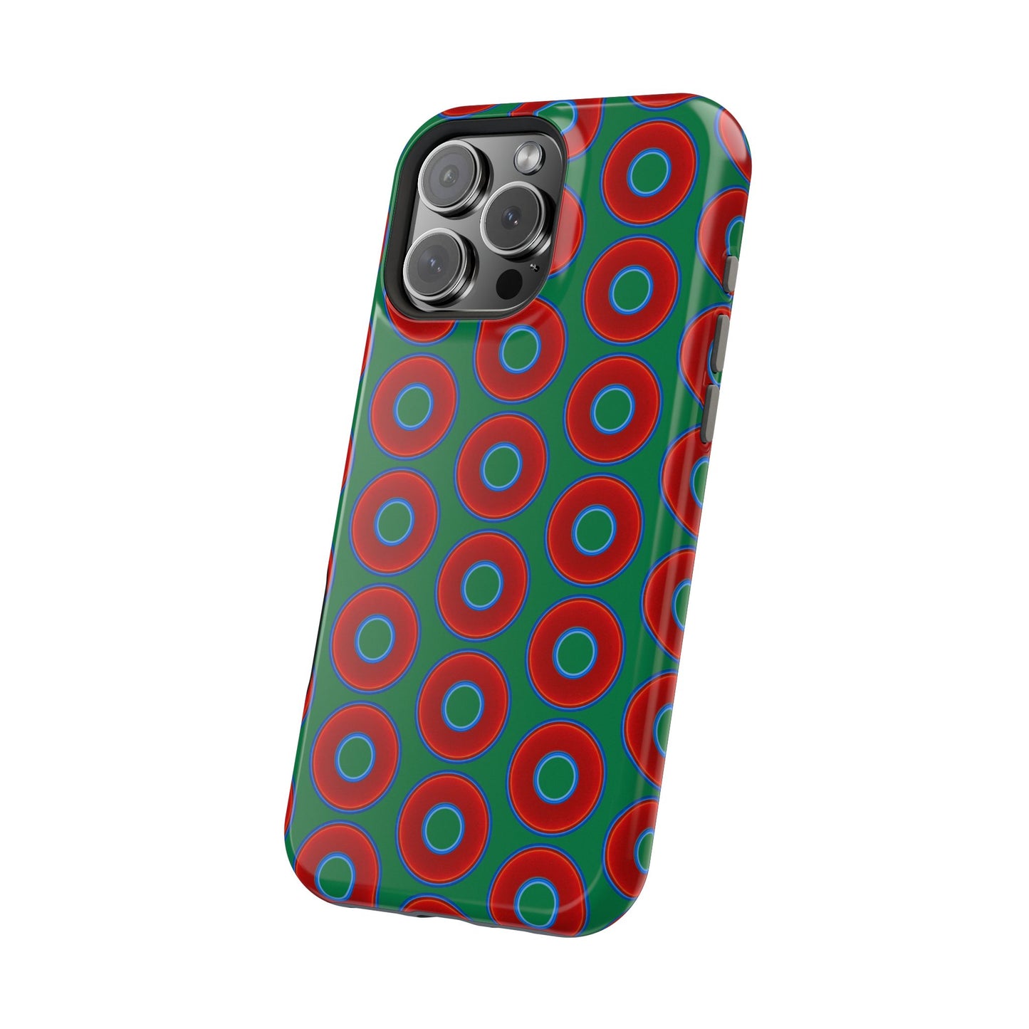 Magnetic Tough Donut Case - red vivid donut print w/green background