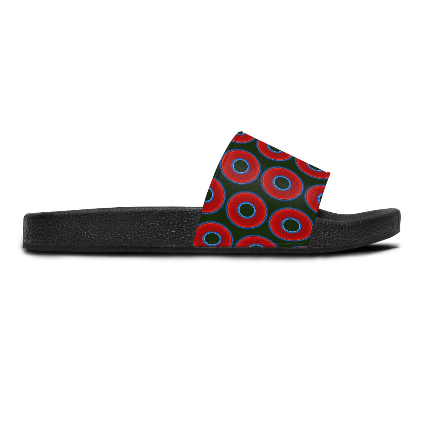 Lumpy Sandals - slip-ons - red vivid donuts w/deep forest green background