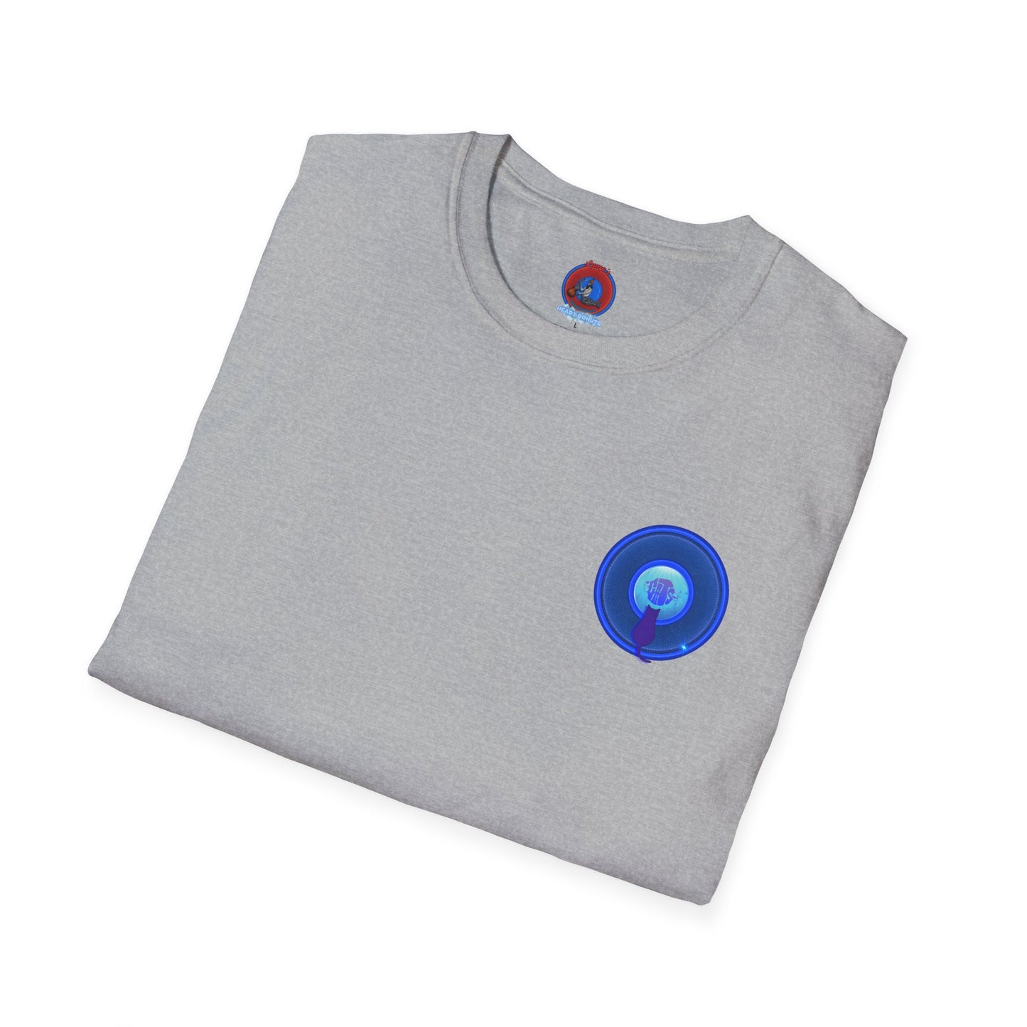 Classic Donut Tee - Unisex Soft-Style - "Cats: The Donut" - rustic blue/blue donut - variant 2