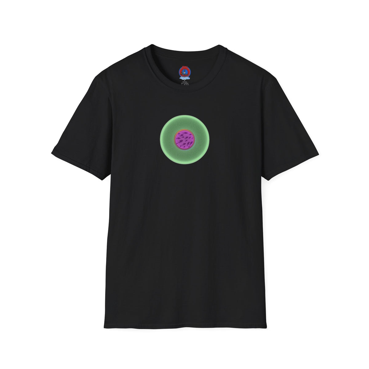 Classic Donut Tee - Unisex Soft-Style - "Swimming By" - variant 1 - series 1.0 - florescent green donut
