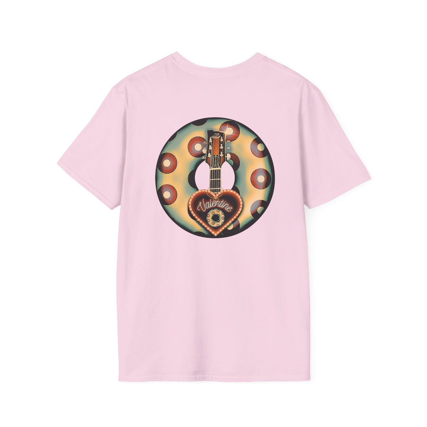 Classic Donut Tee - Unisex Soft-Style - "Would You Be My Donut?" - paradoxical faded blue/red donut - variant 4