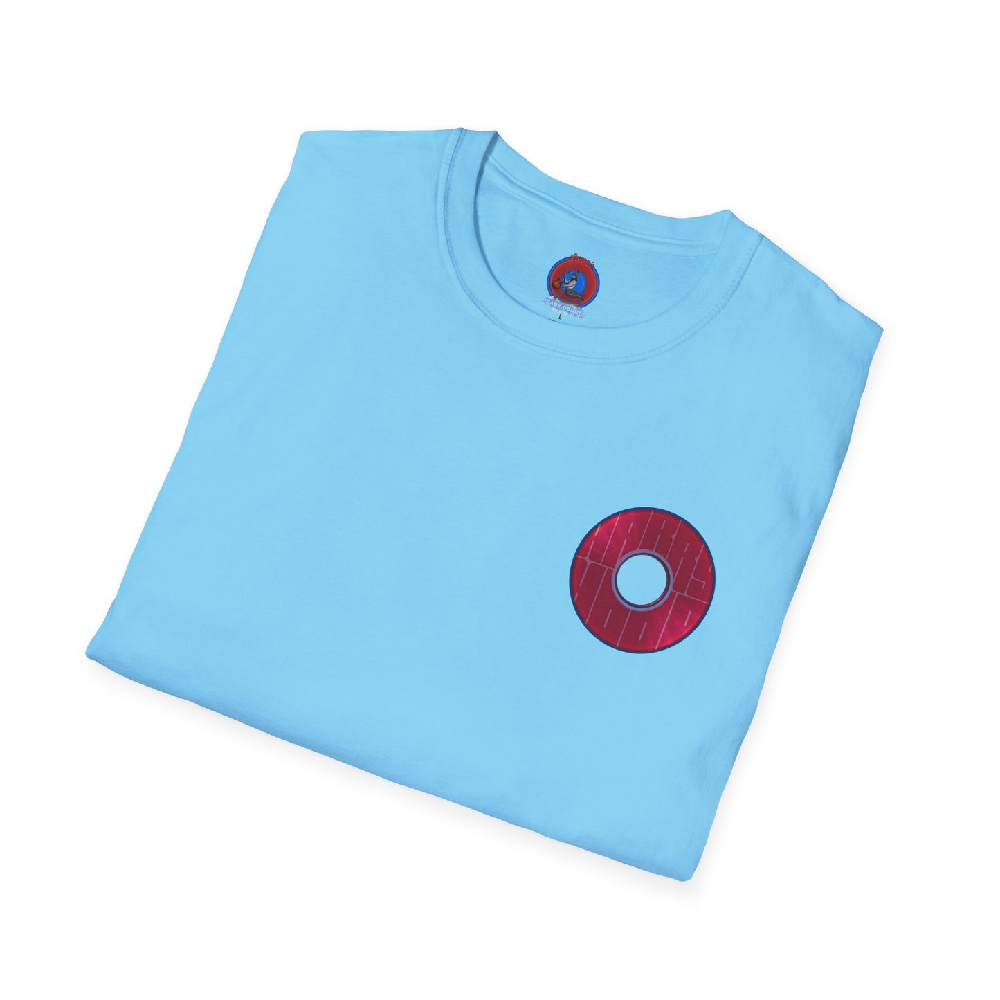 Classic Donut Tee - Unisex Soft-Style - "Harry Left His Donut Shirt" - series 1.0  - variant 1 - red/magenta donut - w/hole
