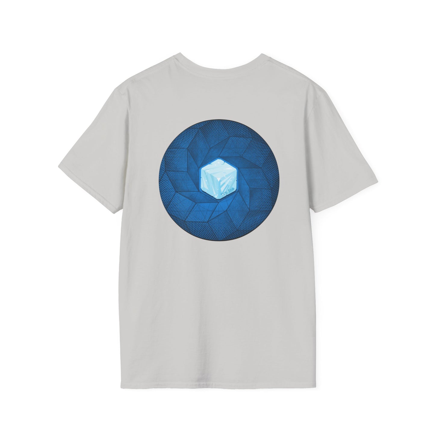 Coffee Traders Tee - Unisex Soft-Style - "Tasty Coffee" - paradoxical donut/cubed blue donut - variant 2 - logo front/It's Ice Cube's back