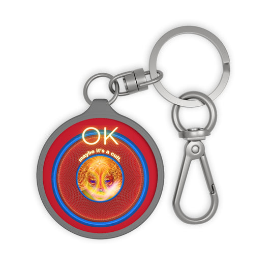 Lumpy Donut Keychain - "Conjurers of Awesome" - series 1.0 - variant 1 - "okay... " red rustic donut