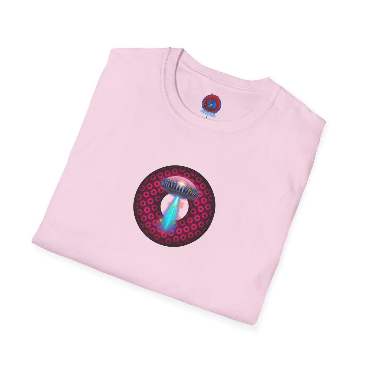 Classic Donut Tee - Unisex Soft-Style - "Donuts now Served on the Mothership" - series 1.0  - variant 2  - red/red paradoxical donut