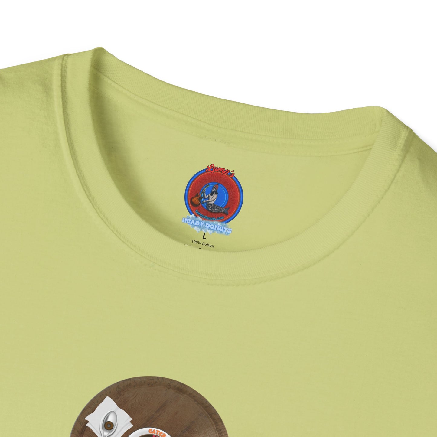 Coffee Traders Tee - Unisex Soft-Style - "Columbia House CDs " - paradoxical donut - variant 1 - coffee front/logo back