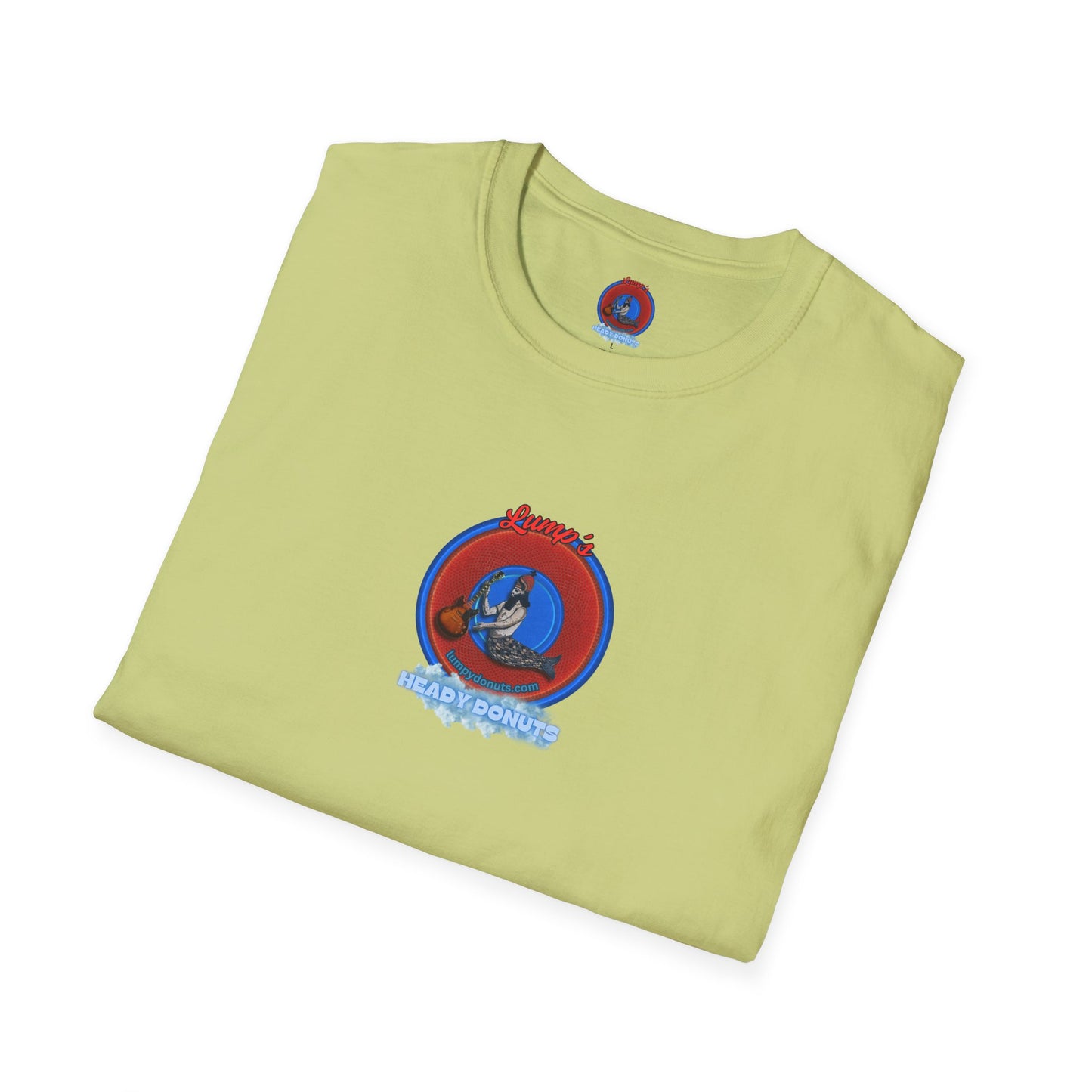 Classic Donut Tee - Unisex Soft-Style - "Lump's Heady Donuts Logo" - series 1.0  - red/blue rustic donut
