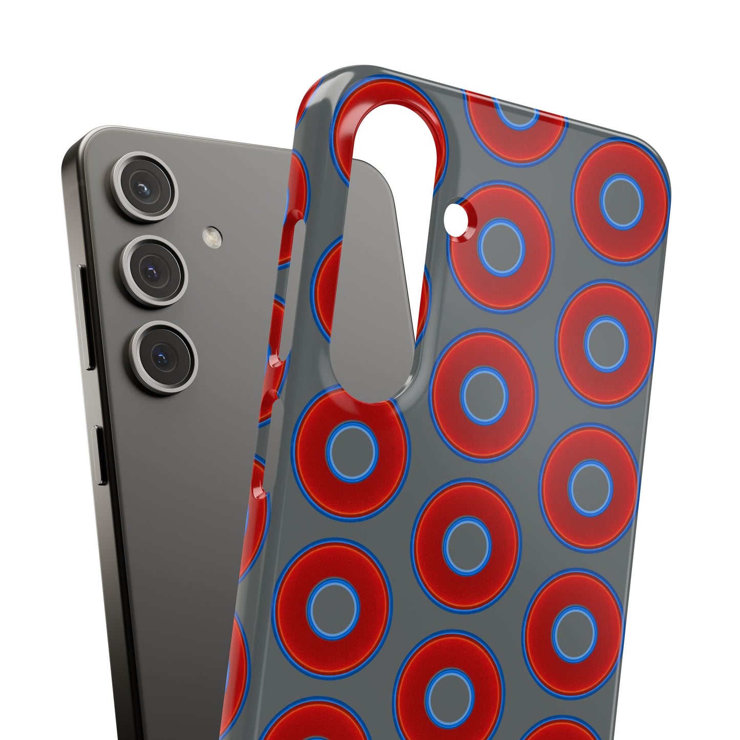Lumpy Donut Snap Case - red vivid donut print w/dark gray background