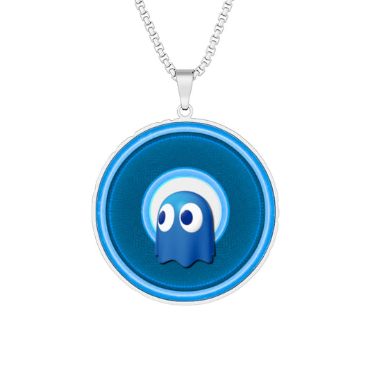 Lump's Heady Donut Necklace - 1" x 1" Stainless Steel Pendant - "Story of the Pendant" - blue/blue rustic donut - variant 2