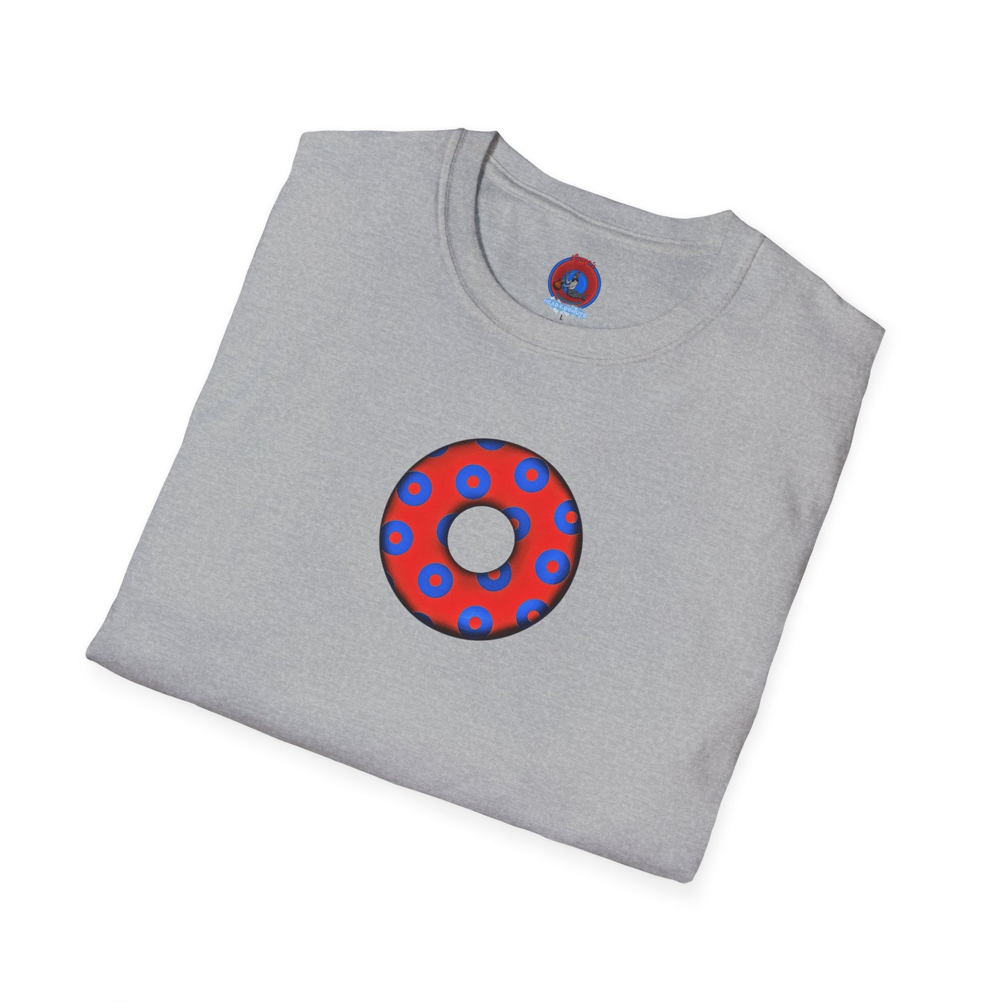 Plain Donuts/Unisex Soft-Style - "Plain Blimpy Paradoxical Donuts" - red/blue donuts