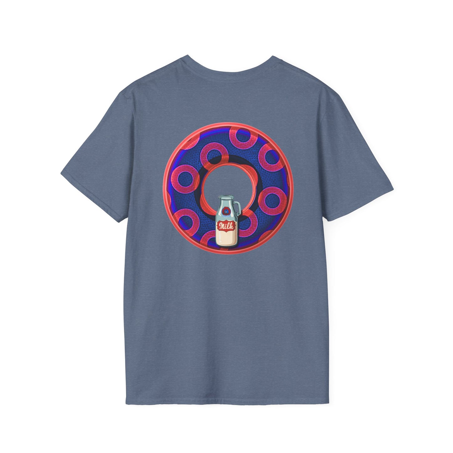 Classic Donut Tee - Unisex Soft-Style - "Wooked Cream - YEMSG Donut " - dark electric blue/red rustic paradox donut - variant 2