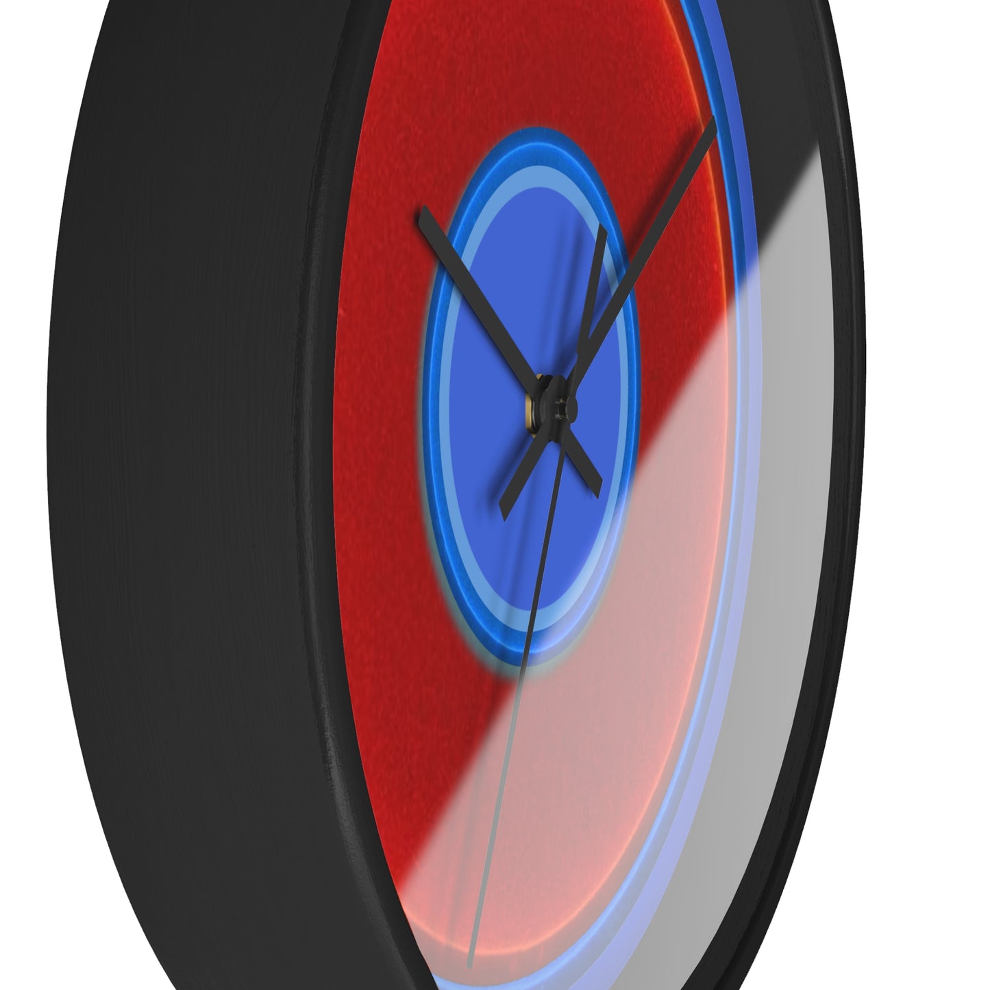 Lumpy Wall Clock - red vivid donut - variant 5 w/royal blue background