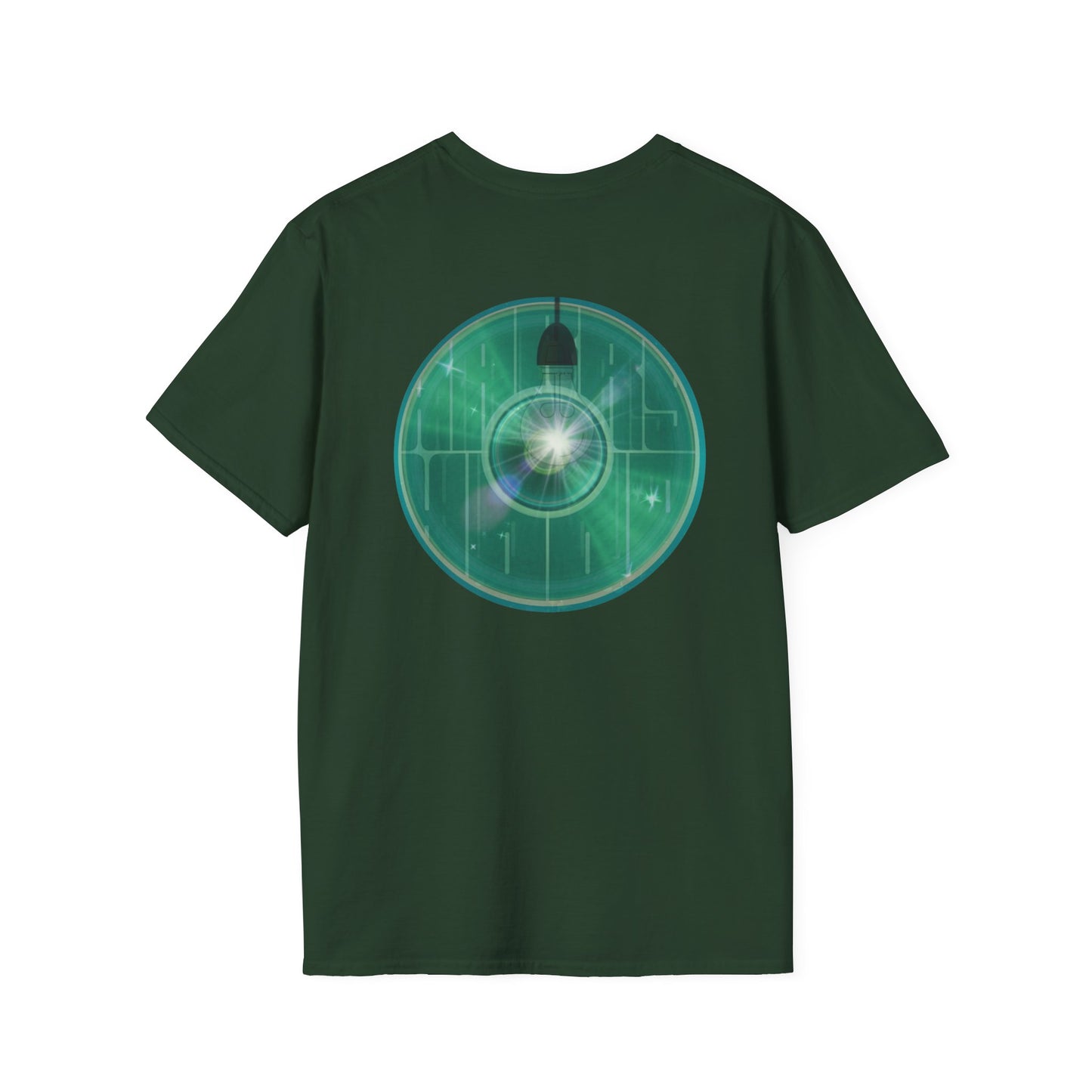 Classic Donut Tee - Unisex Soft-Style - "Harry's Hoodlum Donut" - series 1.0  - variant 4 - lights on/green donut(s)