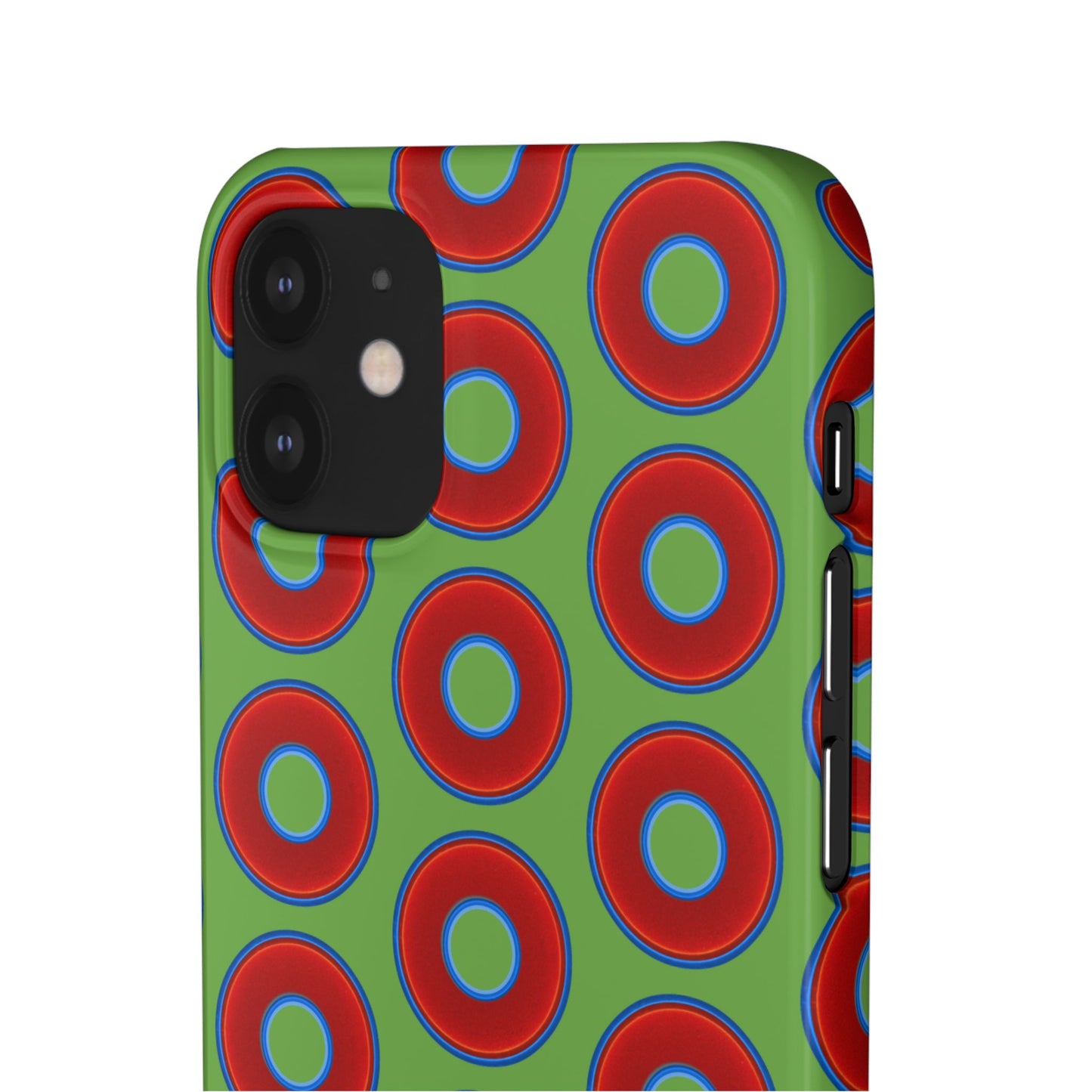 <Lumpy Donut Snap Case - red vivid donut print w/light green background