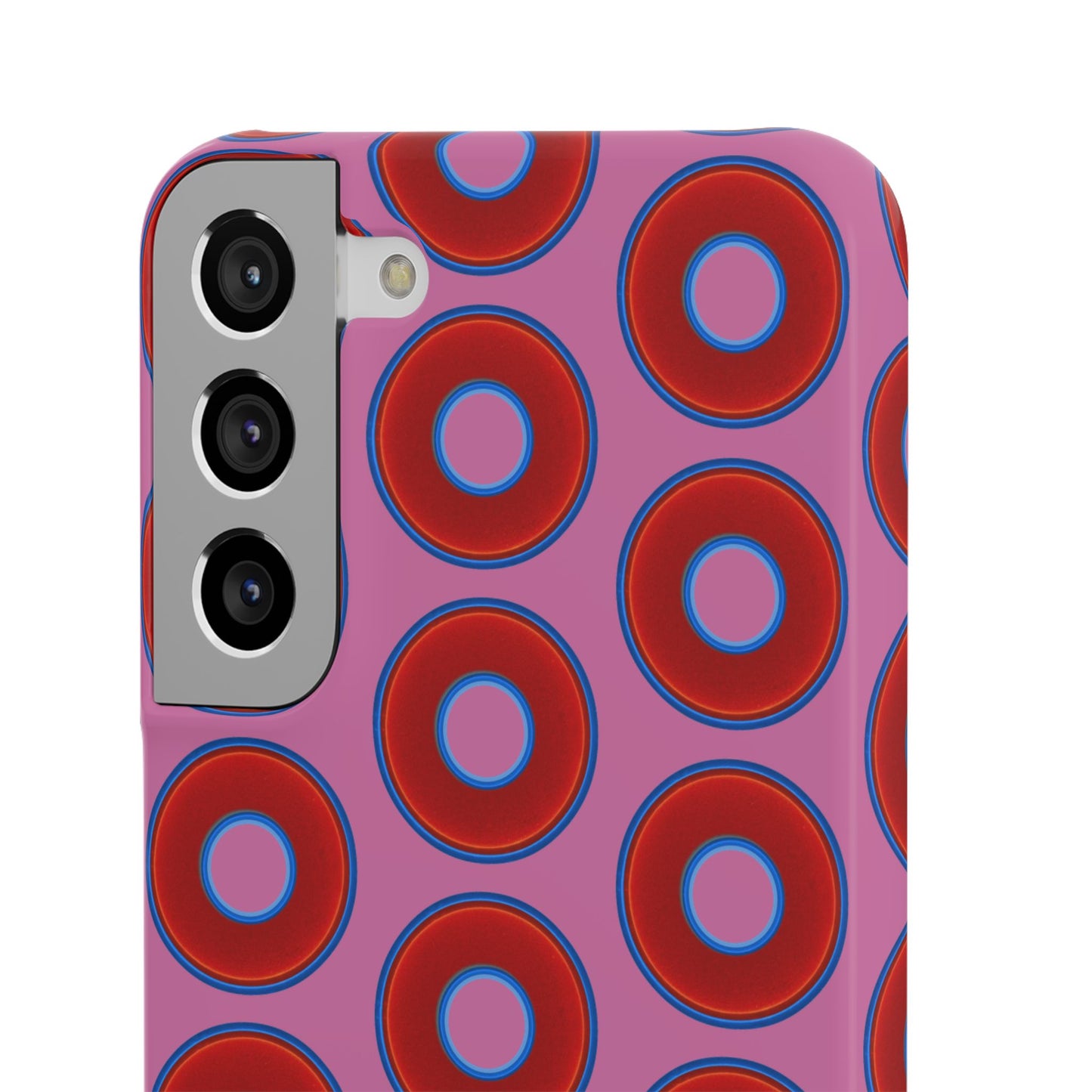 Lumpy Donut Snap Case - red vivid donut print w/light pink background