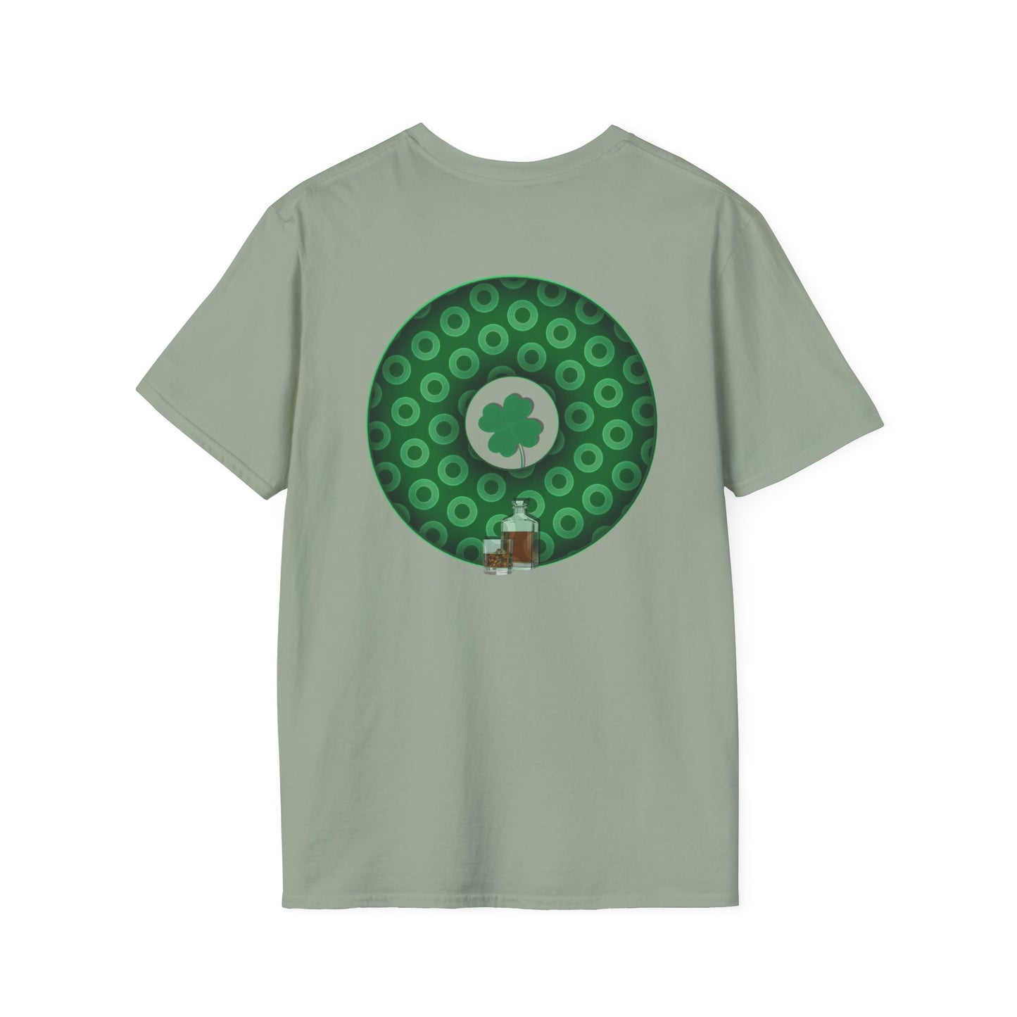 Classic Donut Tee - Unisex Soft-Style - "Patron Saint of Donuts" - St. Patrick's Day Donut - w/whiskey - holiday edition - variant 2
