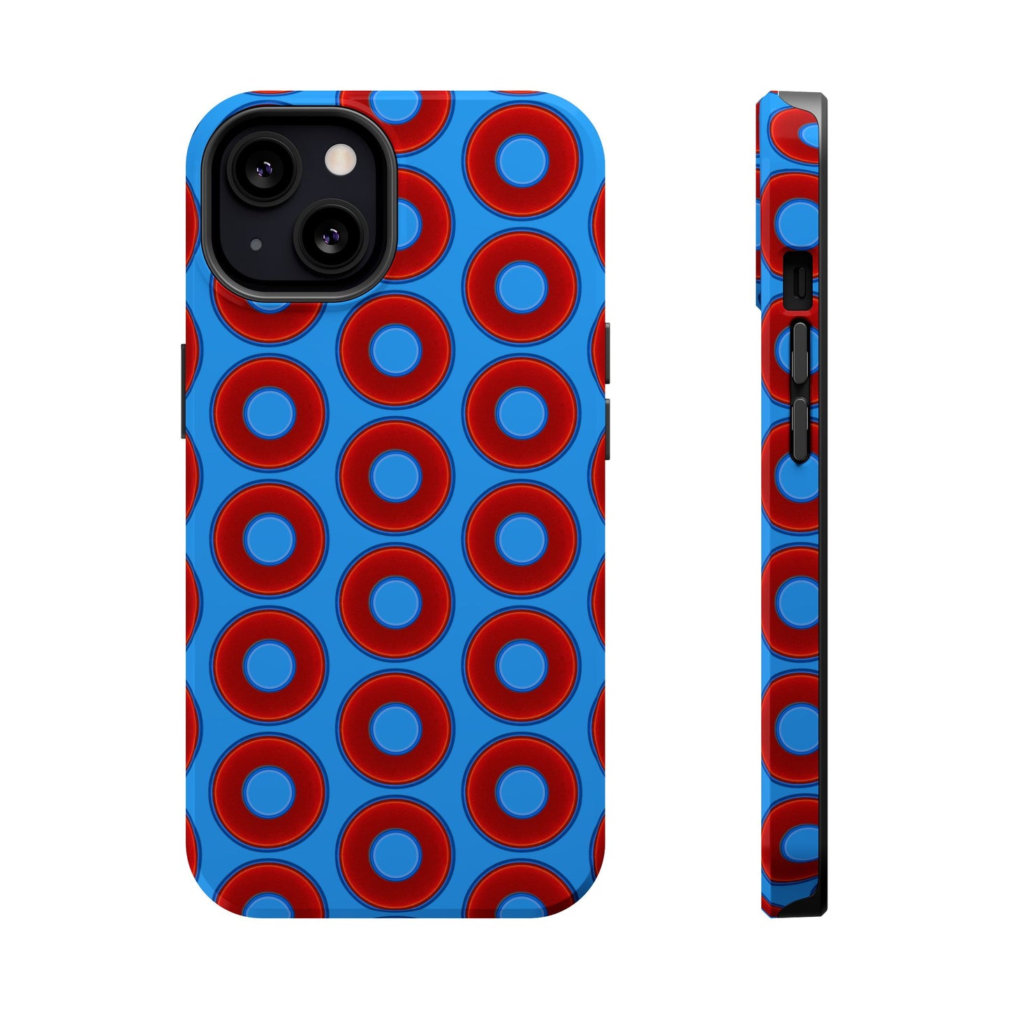 Magnetic Tough Donut Case - red vivid donut print w/sky royal blue background