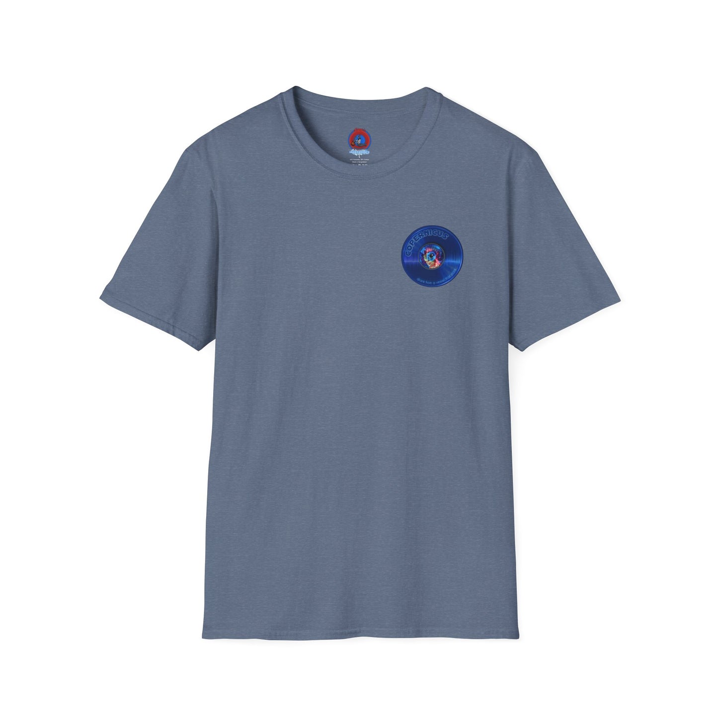 Classic Donut Tee - Unisex Soft-Style - "Drunken Copernicus" - series 1.0 - variant 1 - blue donut