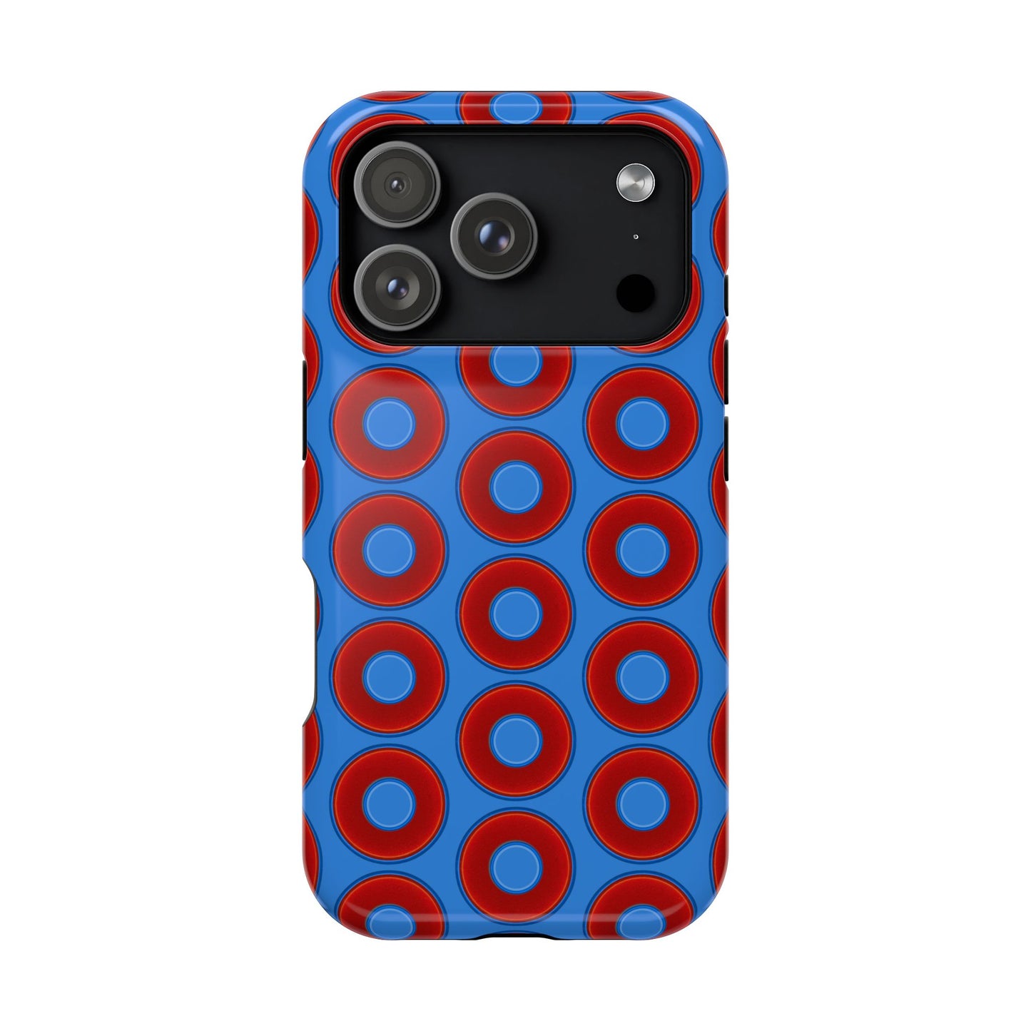 Magnetic Tough Donut Case - red vivid donut print w/light royal blue background