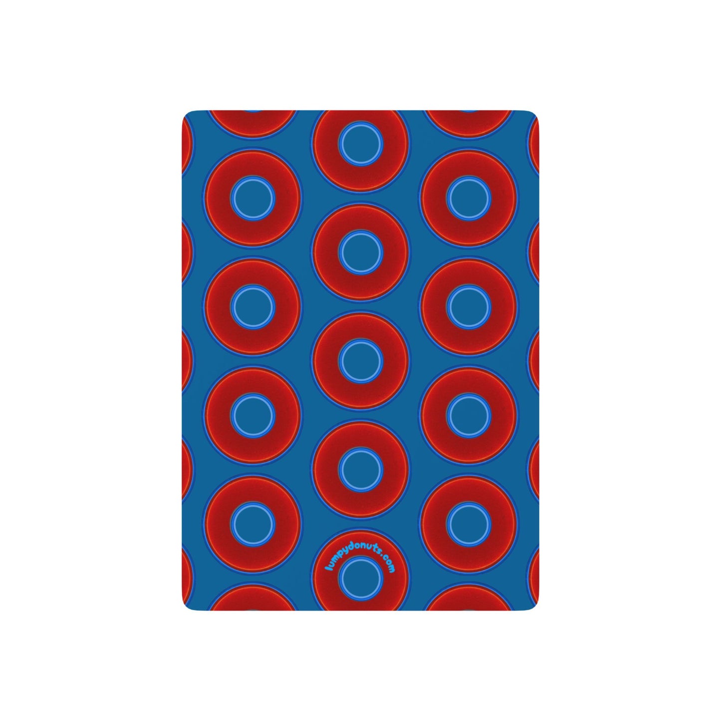 Lumpy Donut Playing Decks - 52-cards of red vivid donuts w/wavy navy blue background