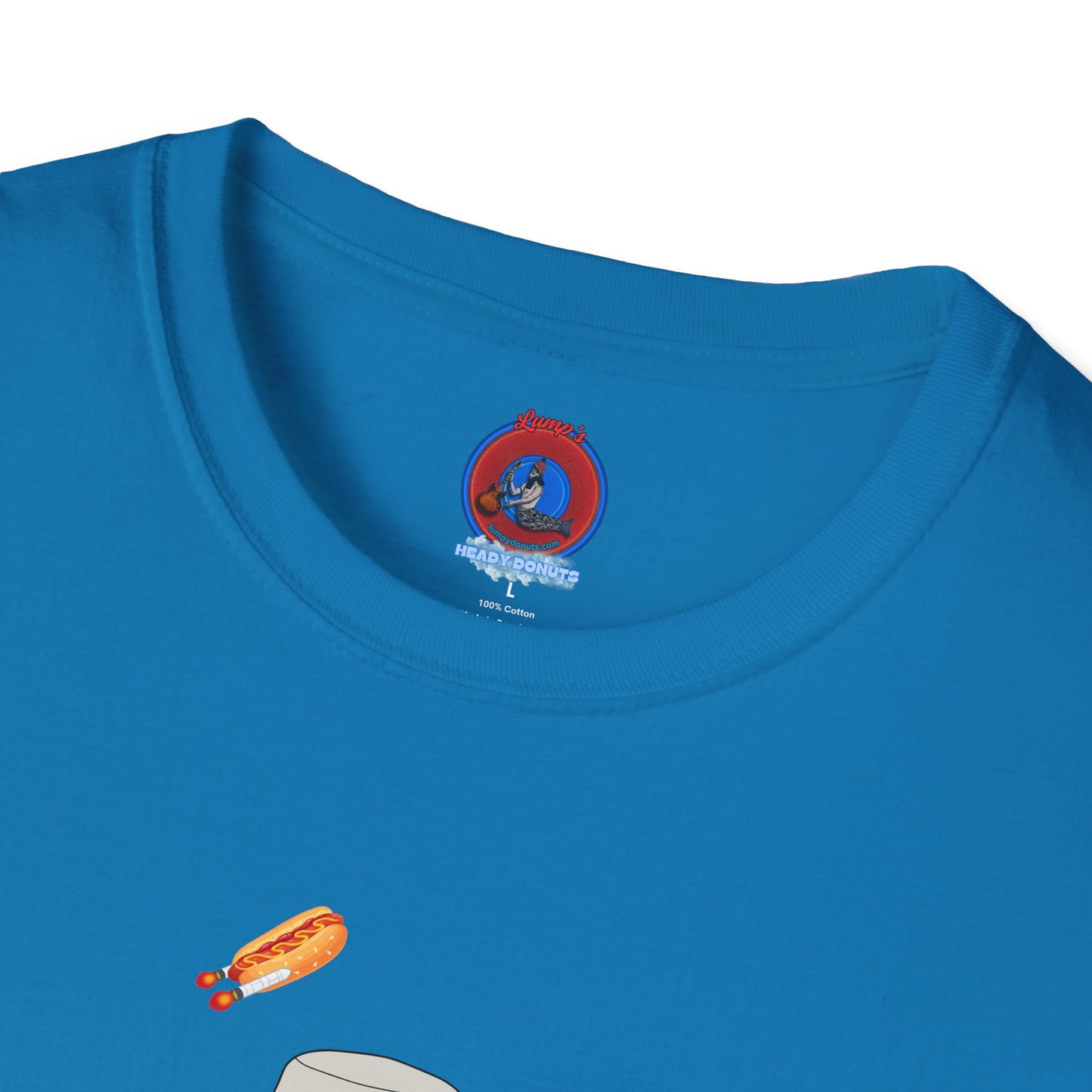 Classic Donut Tee - Unisex Soft-Style - "Gonzo Donut - Fear & Loathing in Gamehendge" -  vivid red donut w/raw dogger - variant 6