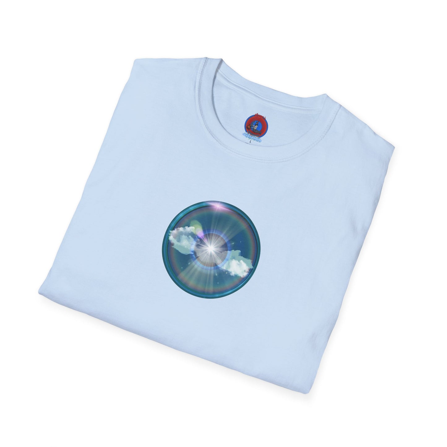 Classic Donut Tee - Unisex Soft-Style - "The Original Divided Donut' - light blue sky donut