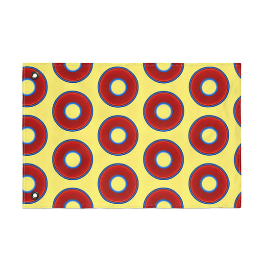 Lumpy Flagpole Sitters - Donut Flags [12" x 18"] - red vivid donut print w/yellow background