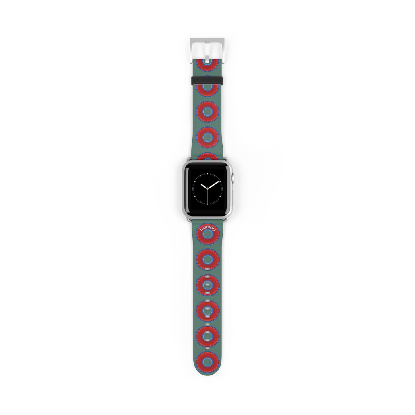 Lumpy Donut Wristband - compatible w/apple watch - red vivid donuts w/Fenway green background