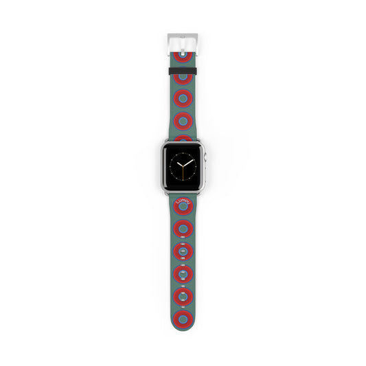 Lumpy Donut Wristband - compatible w/apple watch - red vivid donuts w/Fenway green background