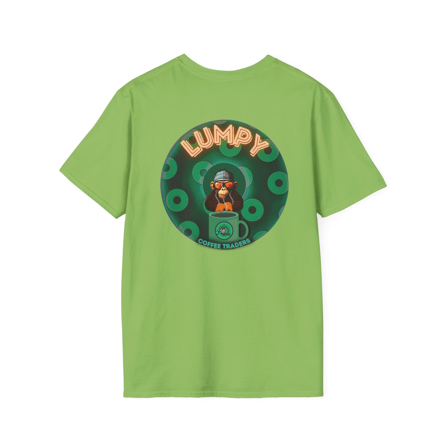 Lumpy Coffee Traders Tee - Unisex Soft-Style - "Taboo, taboot!" - paradoxical logo donut - variant 2 - taboo, taboot front/logo back